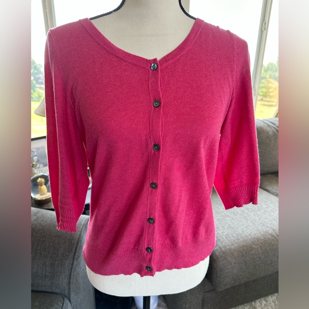 Gap Made with Cashmere Cotton Blend Button Up Cardigan Sweater Pink Size Medium